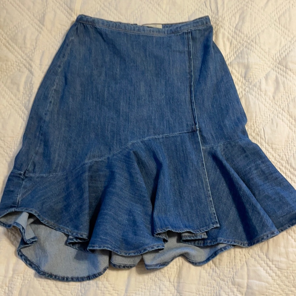 Anthropologie Ruffle denim skirt